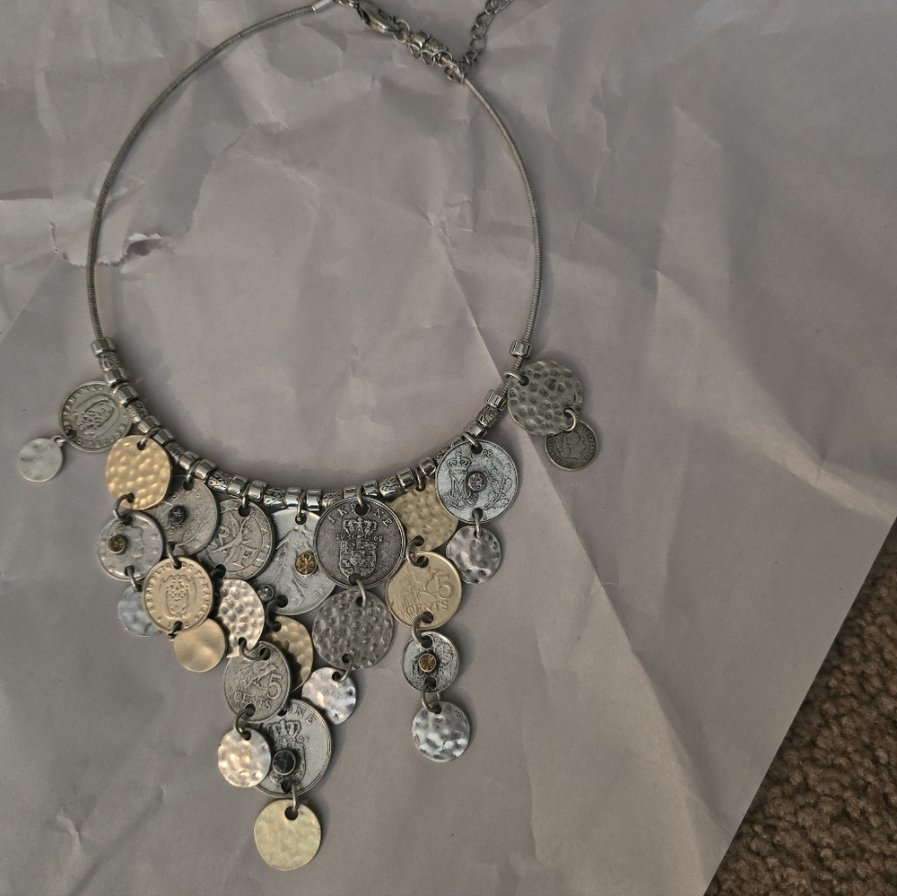 Chicos Silver And Gold Coin Necklace - Picture 4 of 4